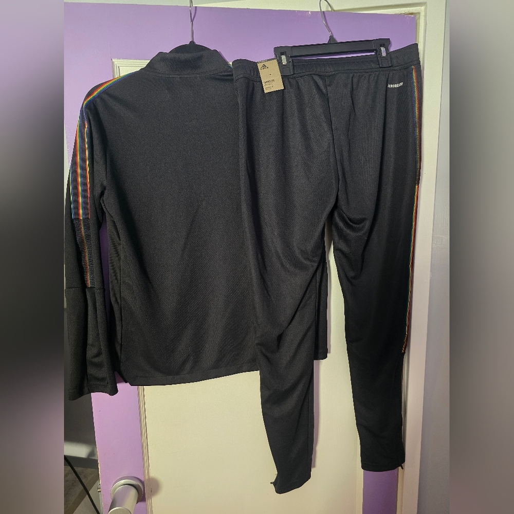 Adidas Black Tracksuit with Multicolor Stripes - Picture 2 of 4